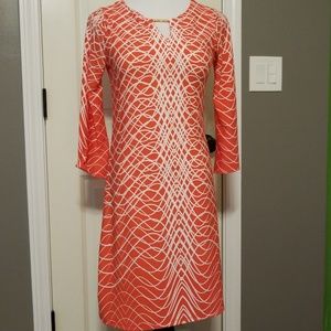 HAANI 3/4 sleeve geo pattern dress